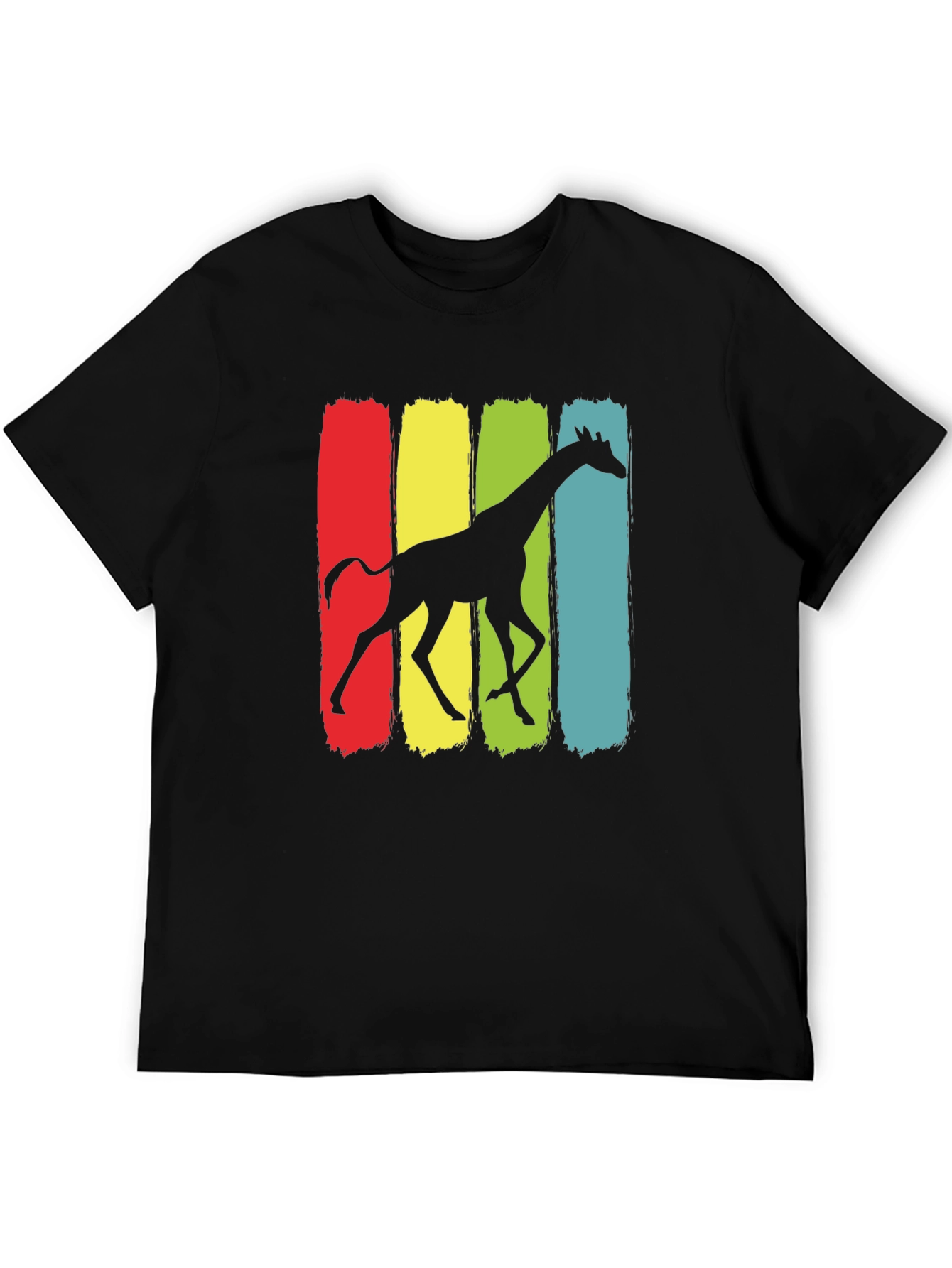 Giraffe Silhouette Graphic Print Black T-Shirt