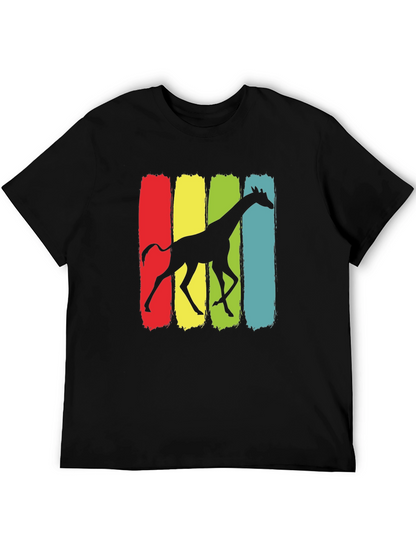 Giraffe Silhouette Graphic Print Black T-Shirt