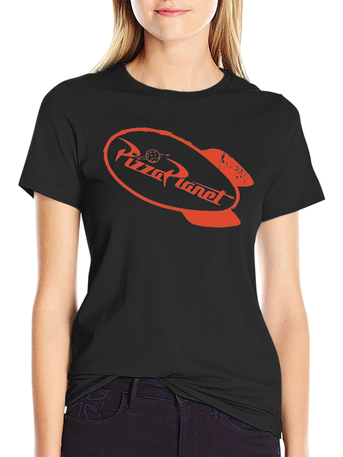 Pizza Planet T-Shirt - Black Crew Neck Tee