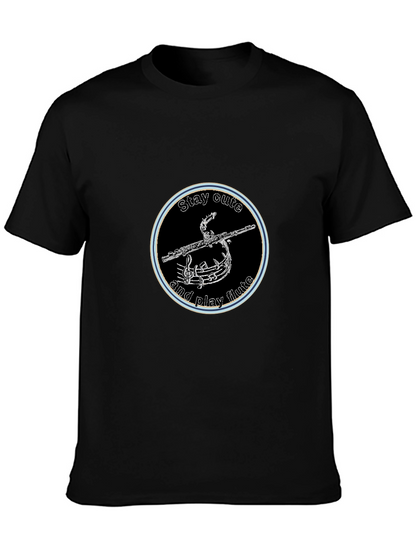 Stay Cute and Play Flute Black Graphic Tee