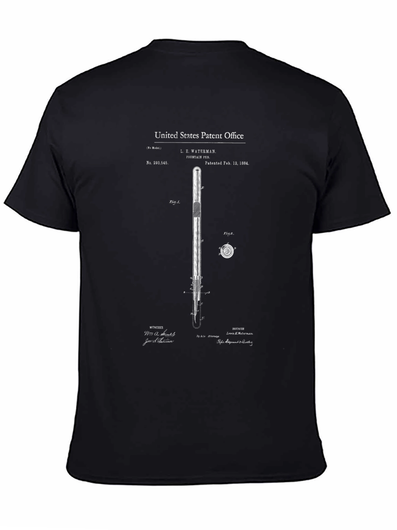Patent Print T-Shirt - Fountain Pen Design