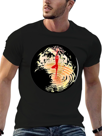 Yoga Tree Pose Graphic Tee - Black