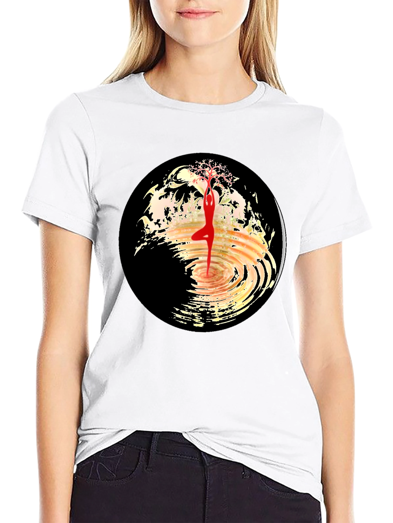 Yoga Tree Pose Graphic Tee - Black