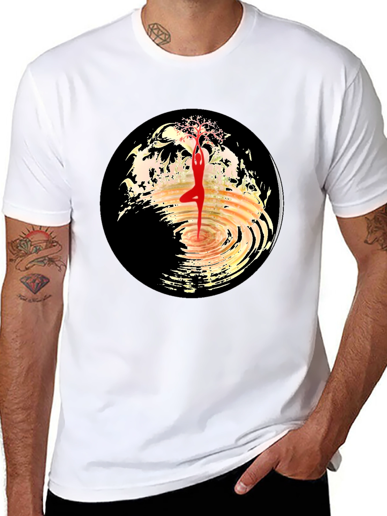 Yoga Tree Pose Graphic Tee - Black