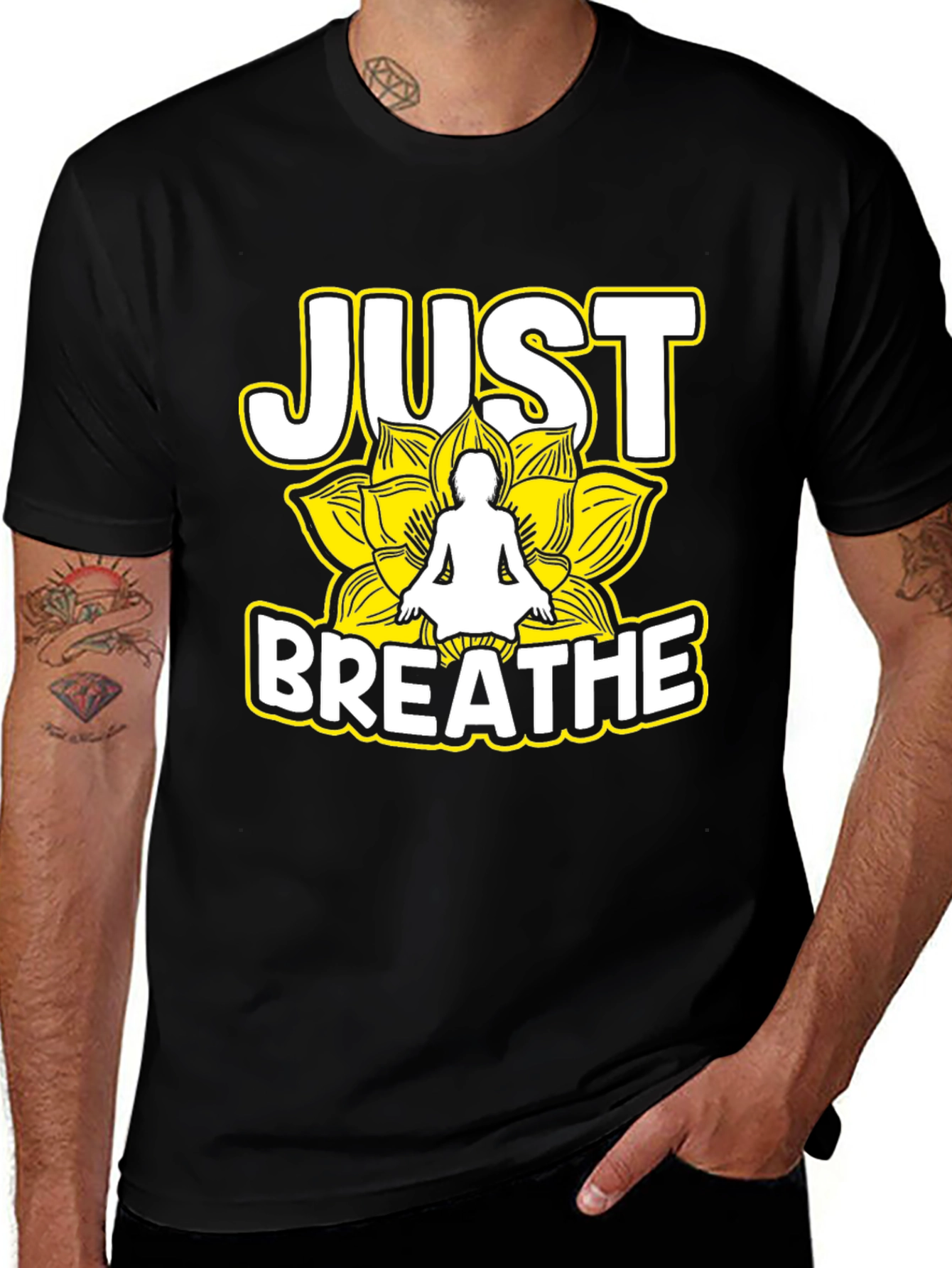 Just Breathe Yoga Graphic Tee - Black Unisex T-Shirt