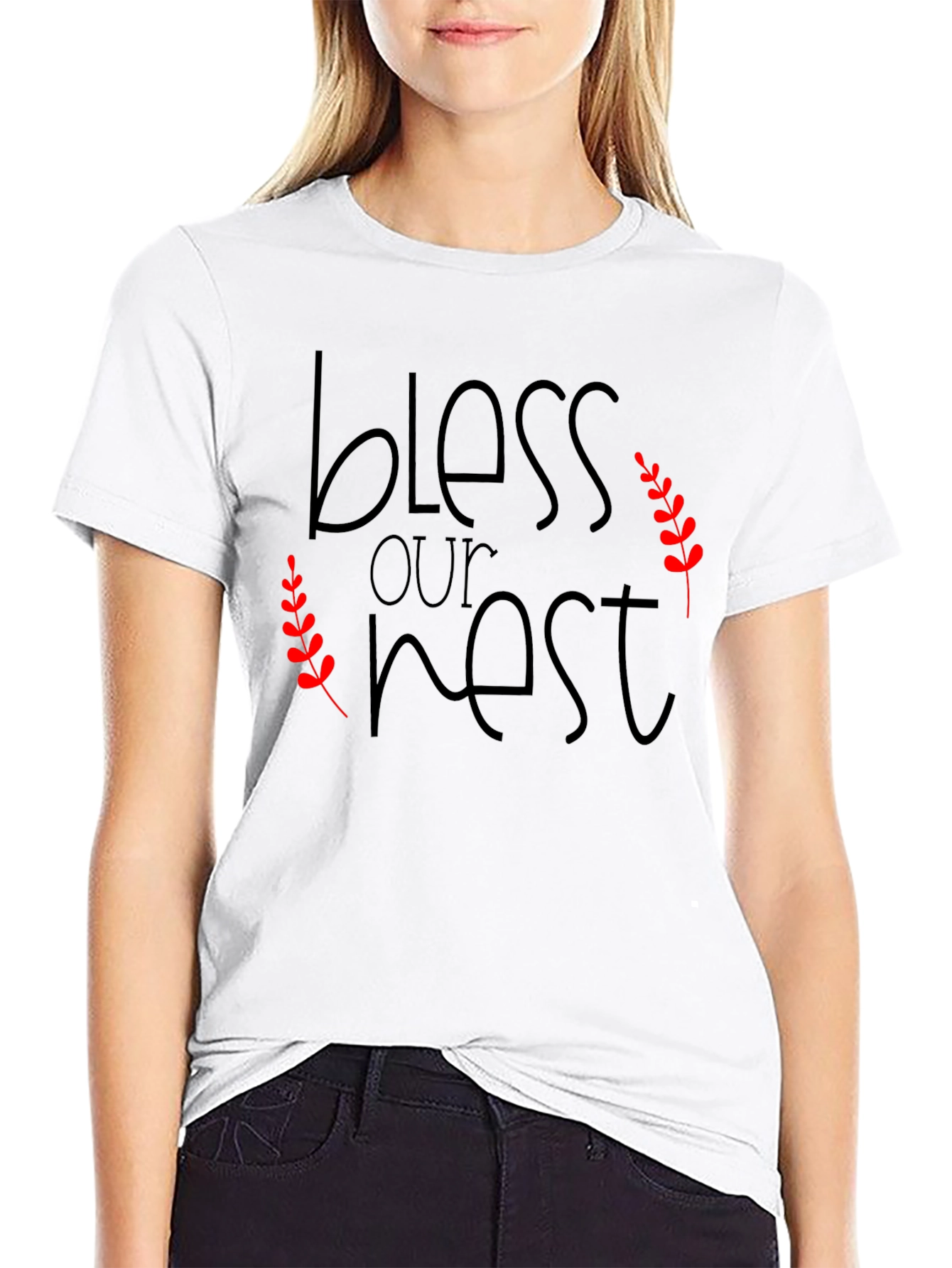 Bless Our Nest Black Graphic T-Shirt