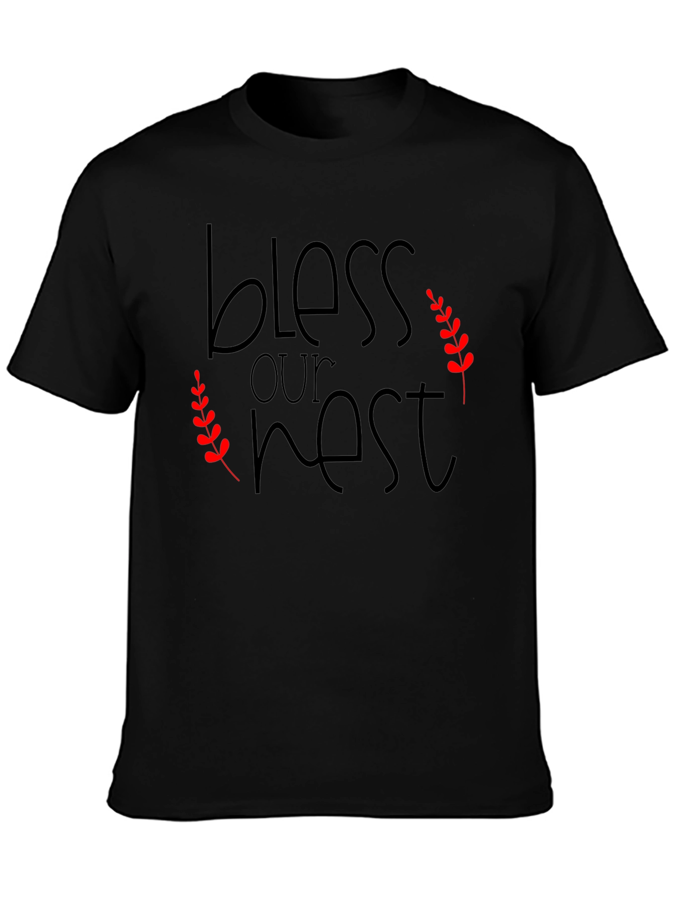 Bless Our Nest Black Graphic T-Shirt