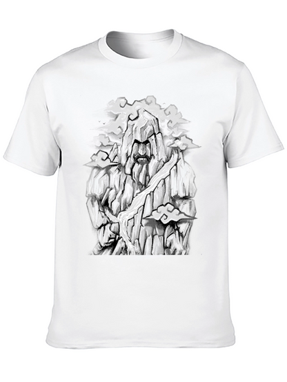 Mountain Face Graphic Tee - Black Cotton Blend