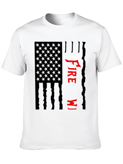 Firefighter USA Flag Graphic Tee - Black