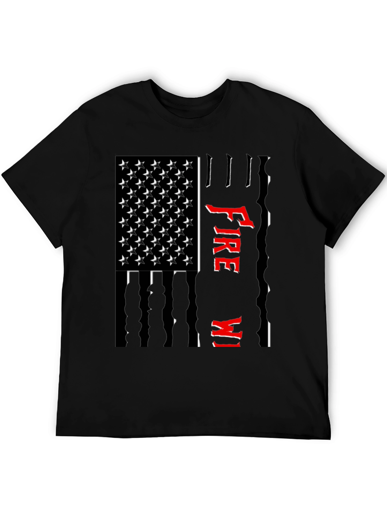 Firefighter USA Flag Graphic Tee - Black