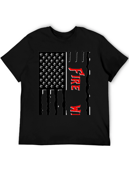 Firefighter USA Flag Graphic Tee - Black