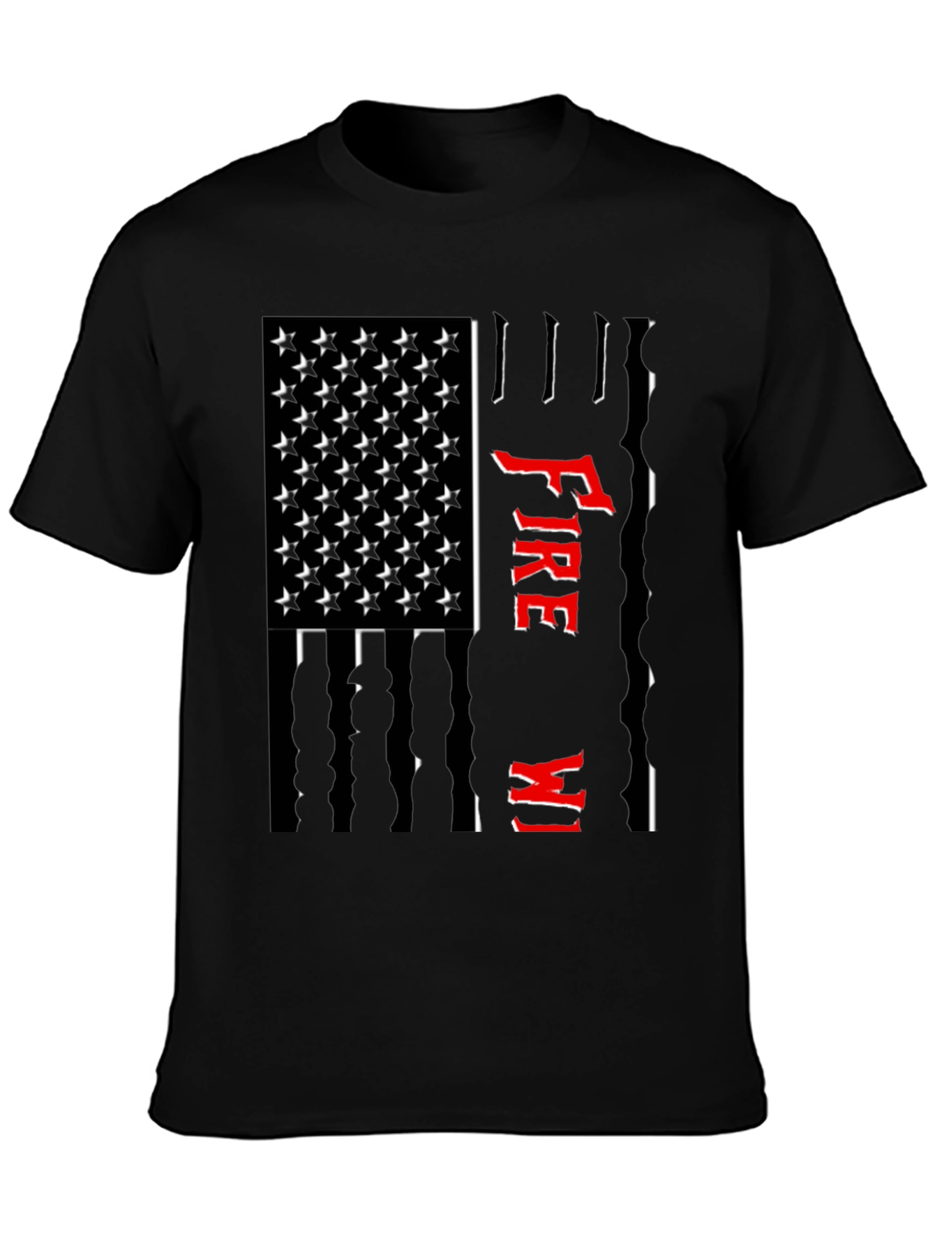 Firefighter USA Flag Graphic Tee - Black