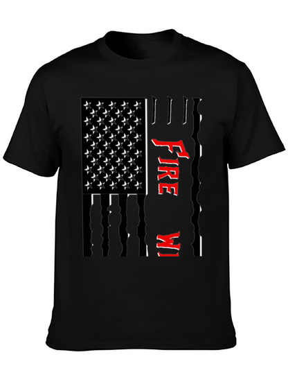 Firefighter USA Flag Graphic Tee - Black