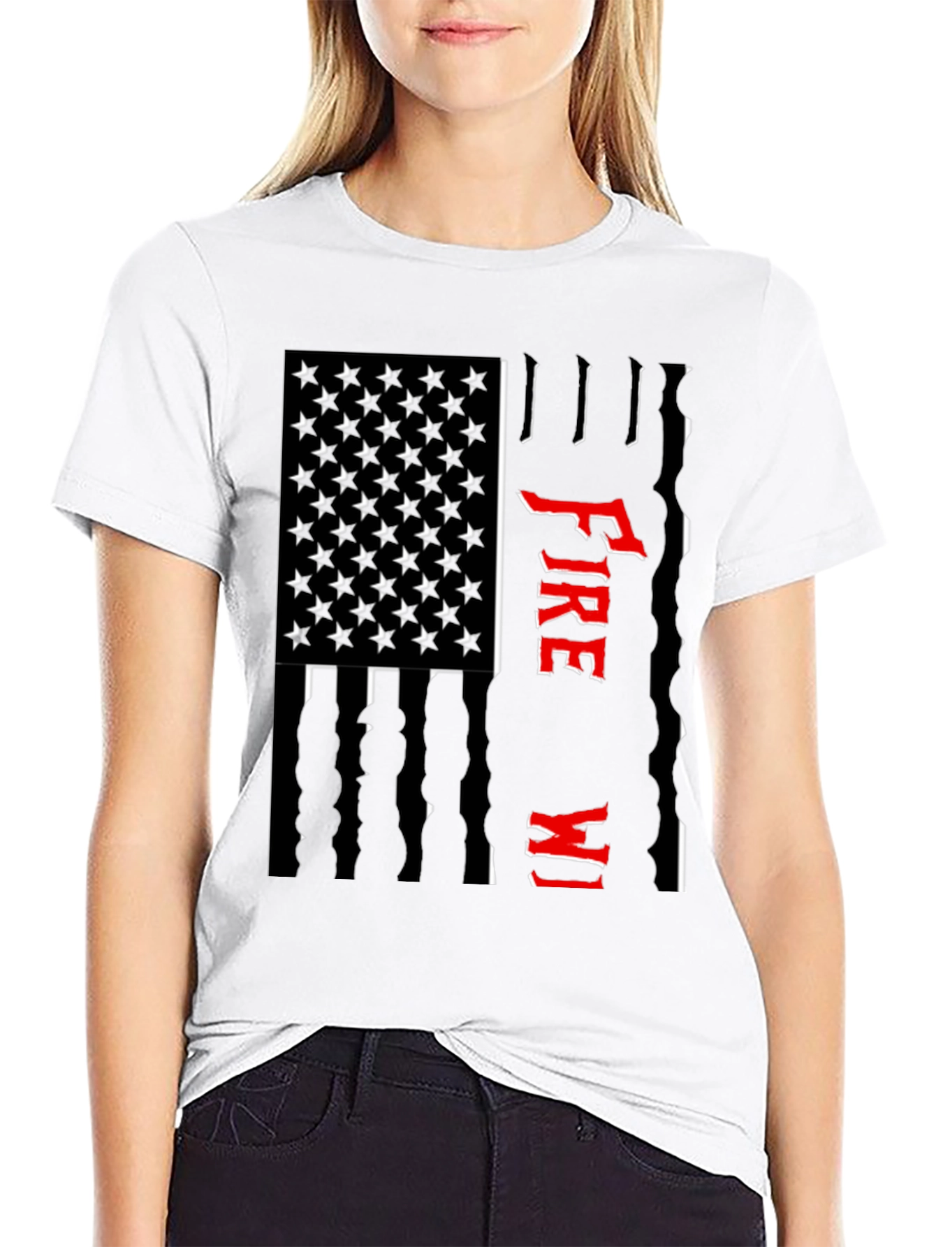 Firefighter USA Flag Graphic Tee - Black