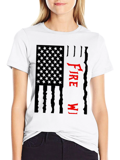 Firefighter USA Flag Graphic Tee - Black