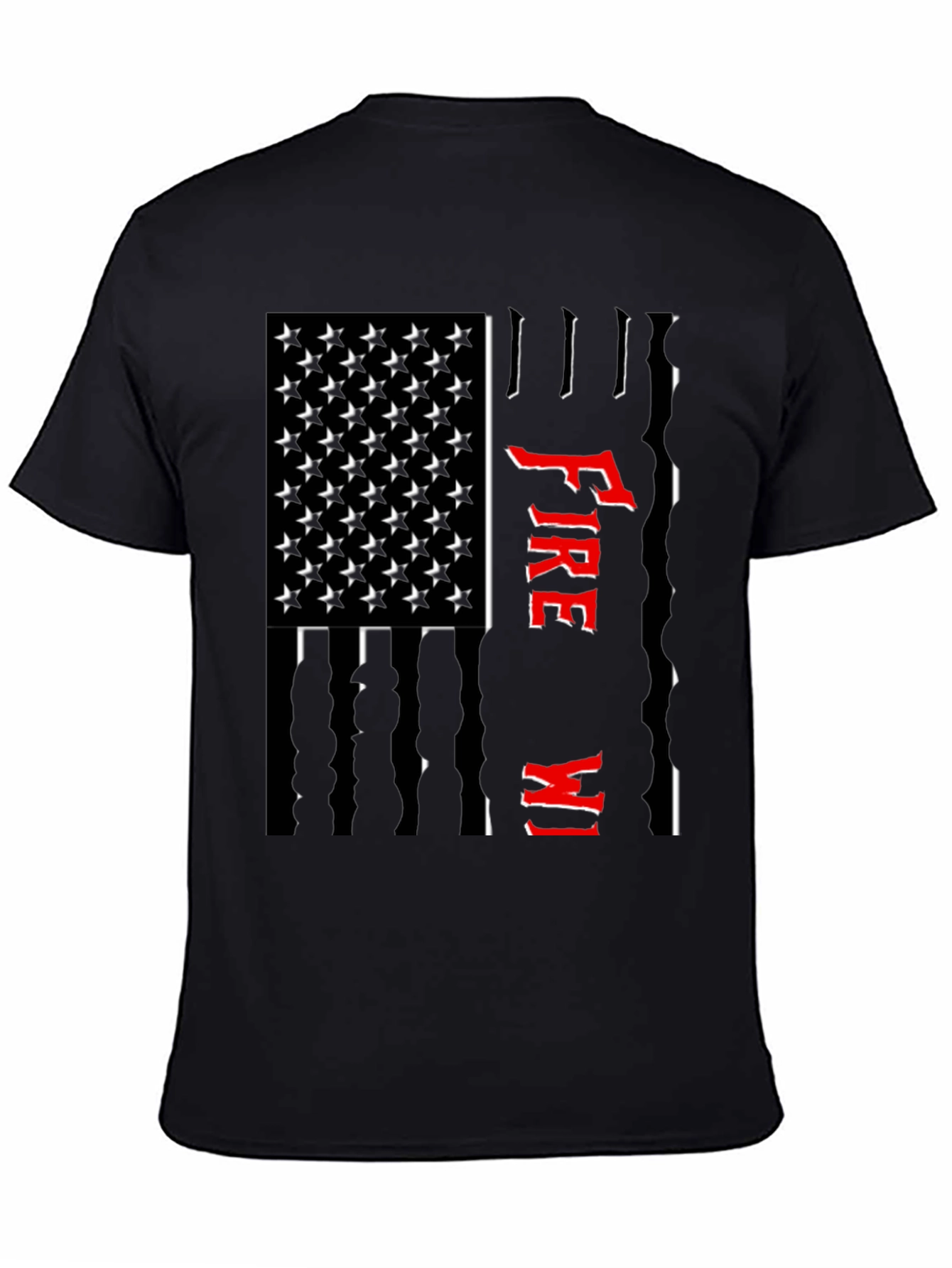 Firefighter USA Flag Graphic Tee - Black