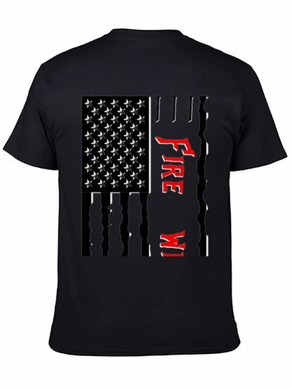 Firefighter USA Flag Graphic Tee - Black