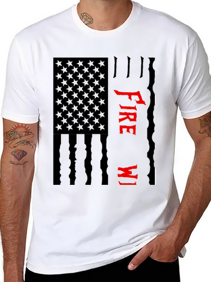 Firefighter USA Flag Graphic Tee - Black