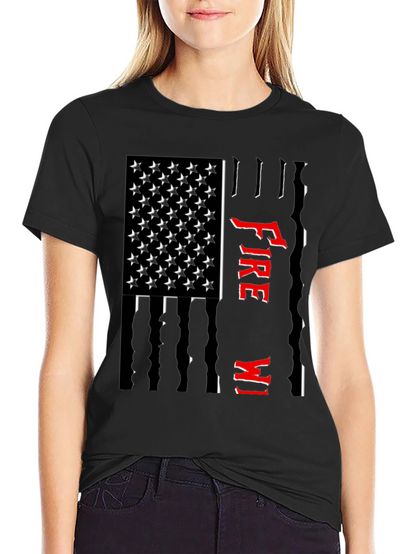 Firefighter USA Flag Graphic Tee - Black