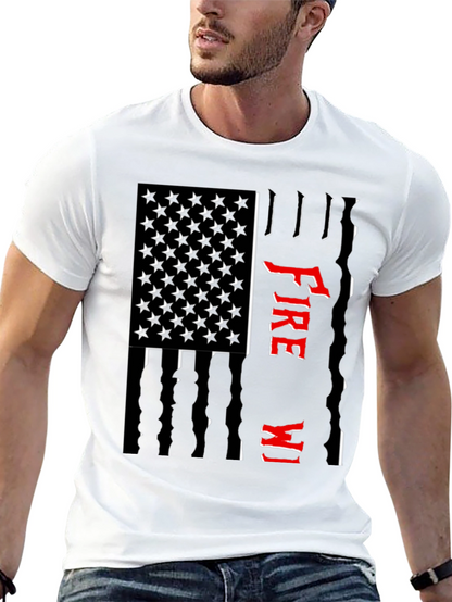 Firefighter USA Flag Graphic Tee - Black
