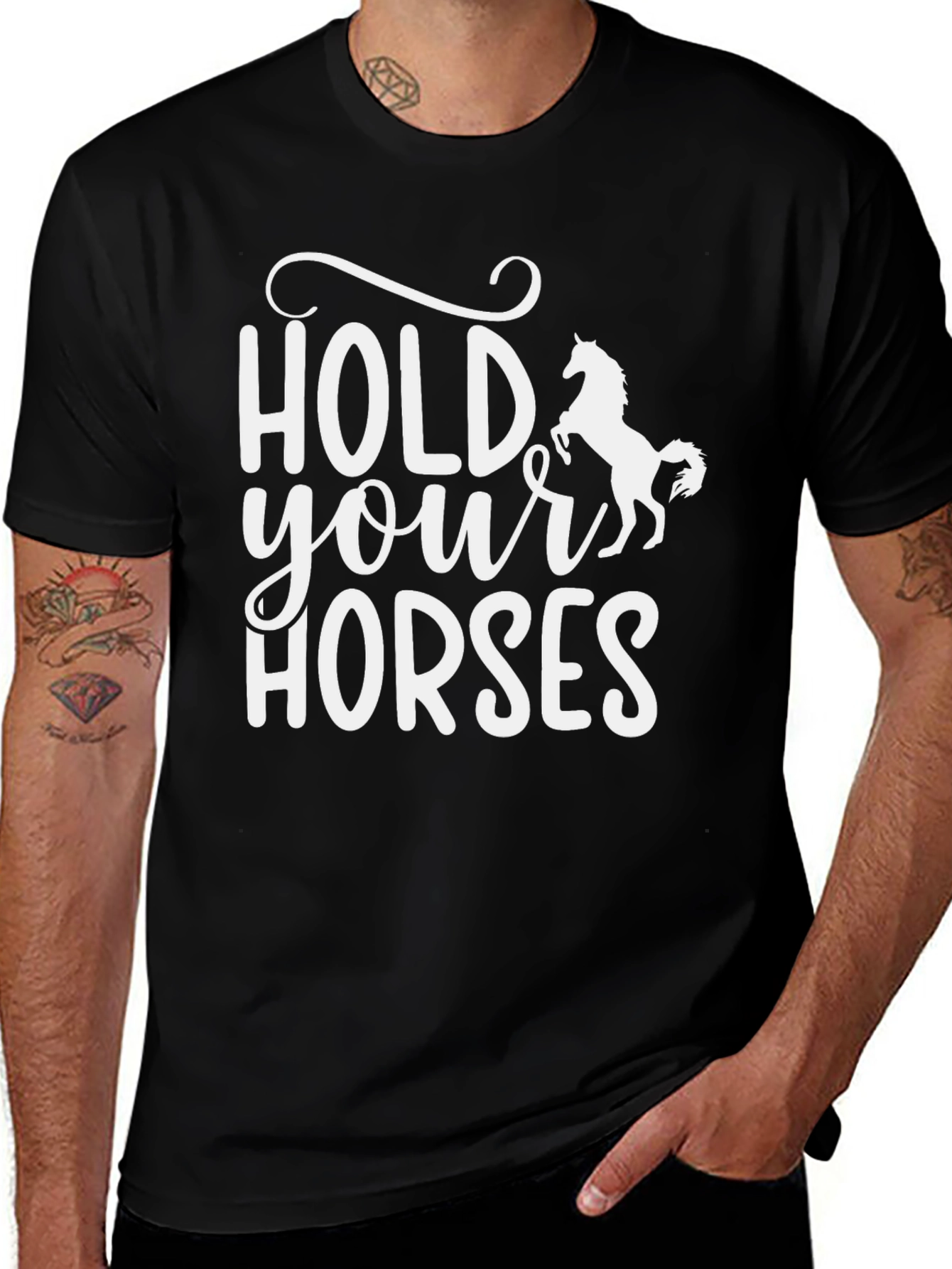 Hold Your Horses Graphic Tee - Black