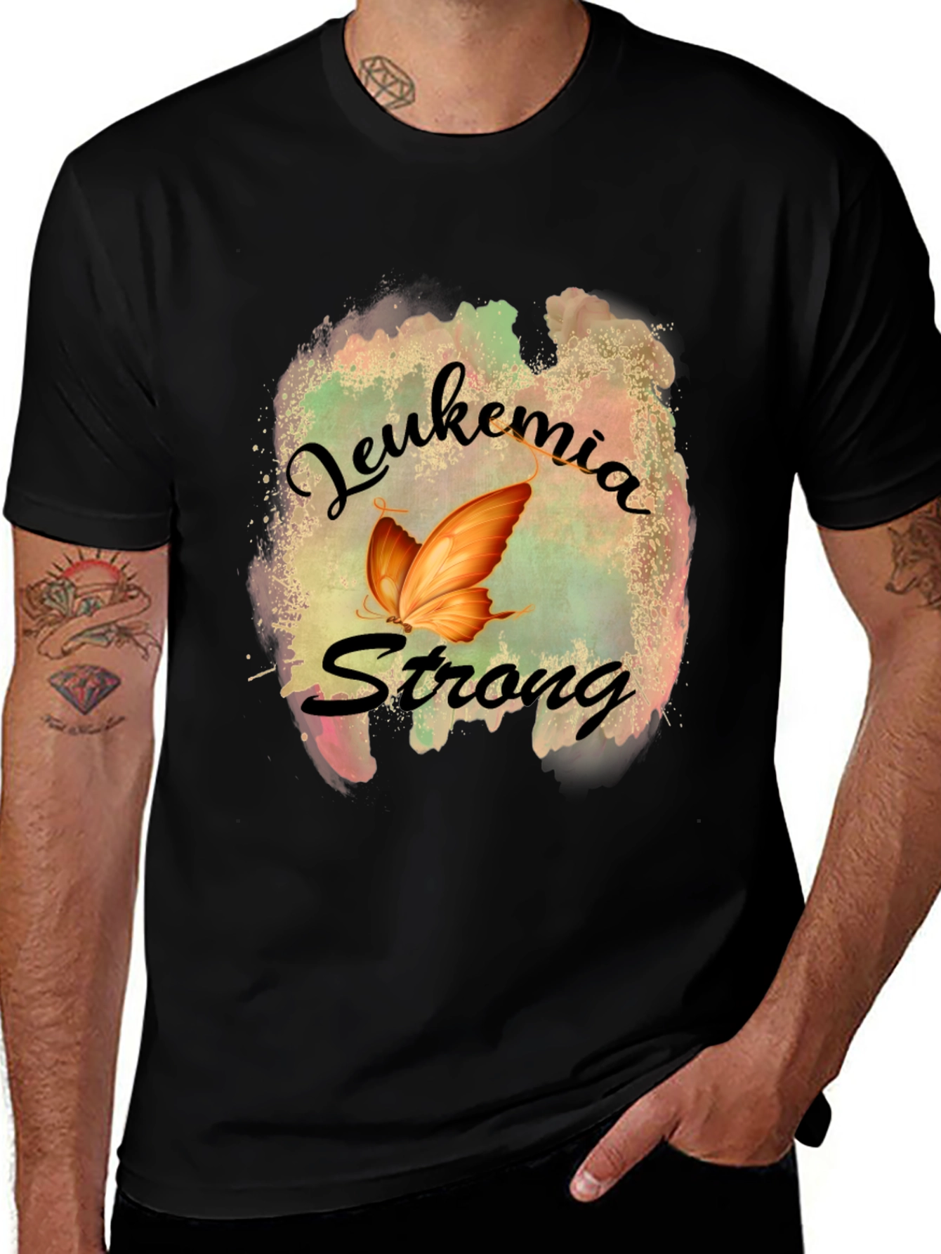 Leukemia Strong T-Shirt Butterfly Design