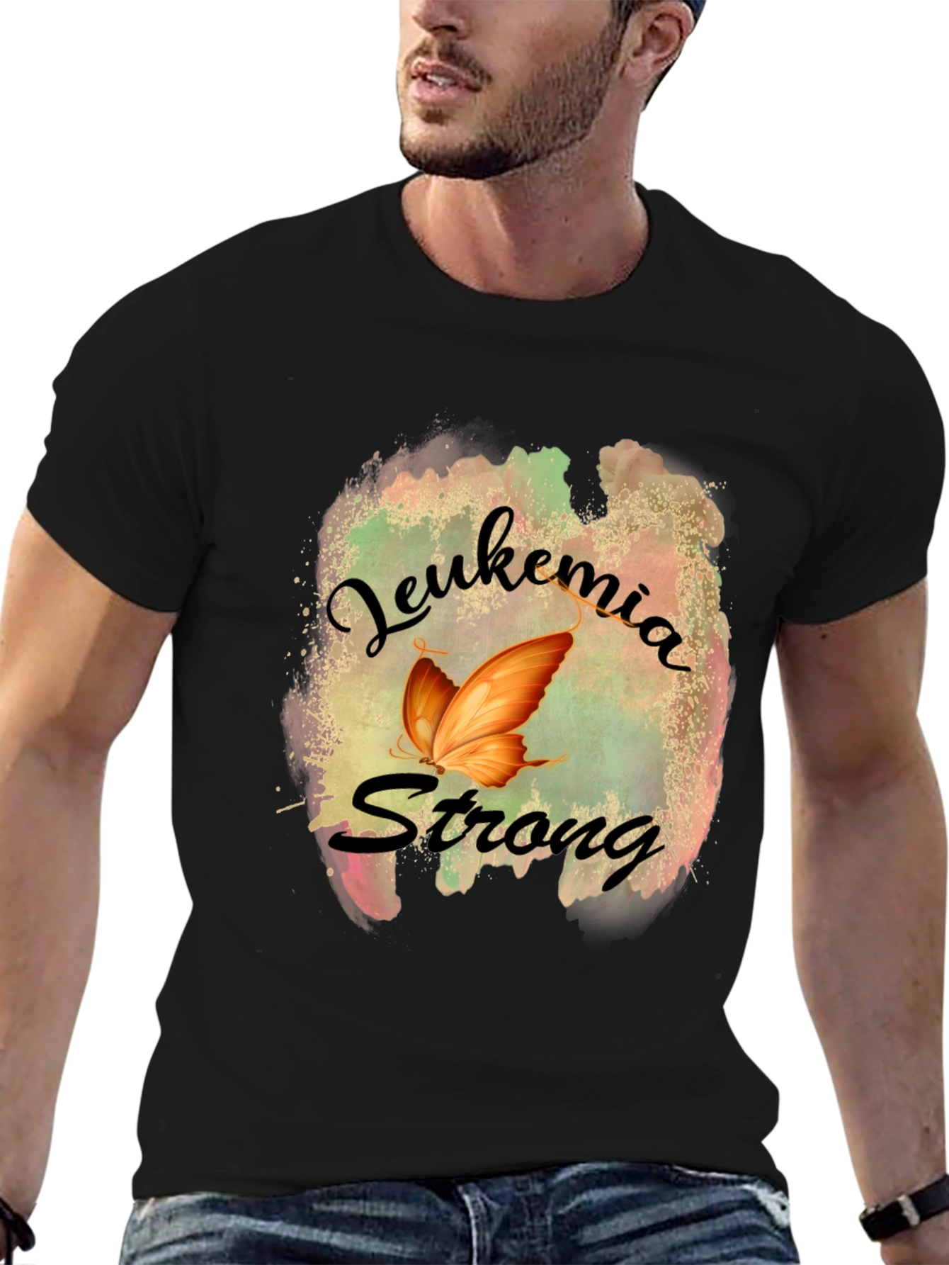 Leukemia Strong T-Shirt Butterfly Design