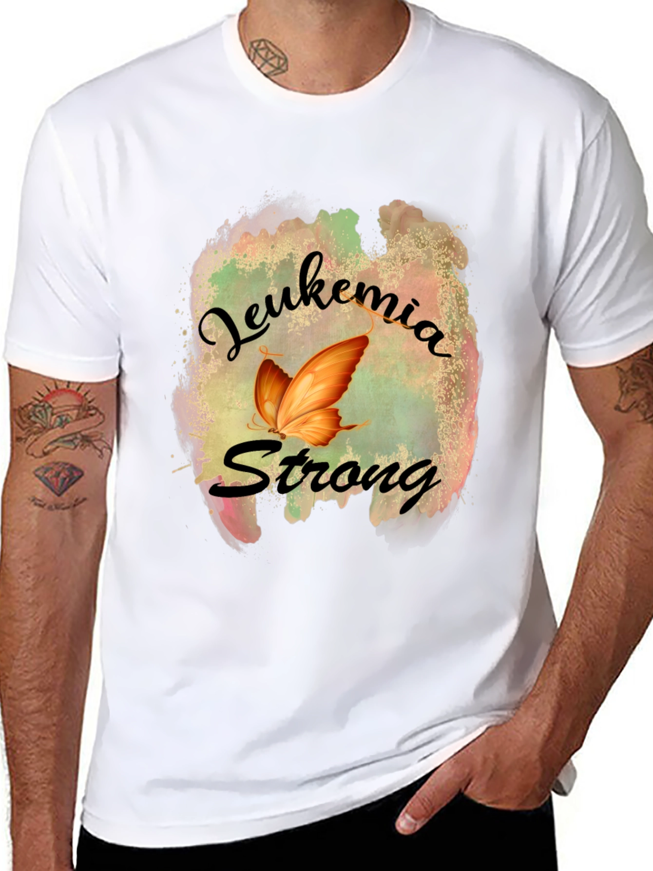 Leukemia Strong T-Shirt Butterfly Design