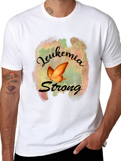 Leukemia Strong T-Shirt Butterfly Design