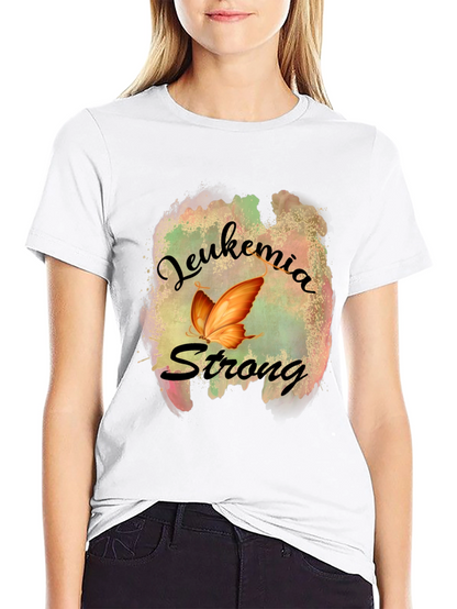 Leukemia Strong T-Shirt Butterfly Design