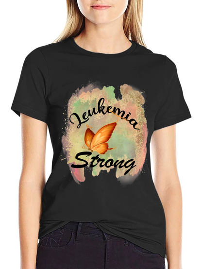Leukemia Strong T-Shirt Butterfly Design