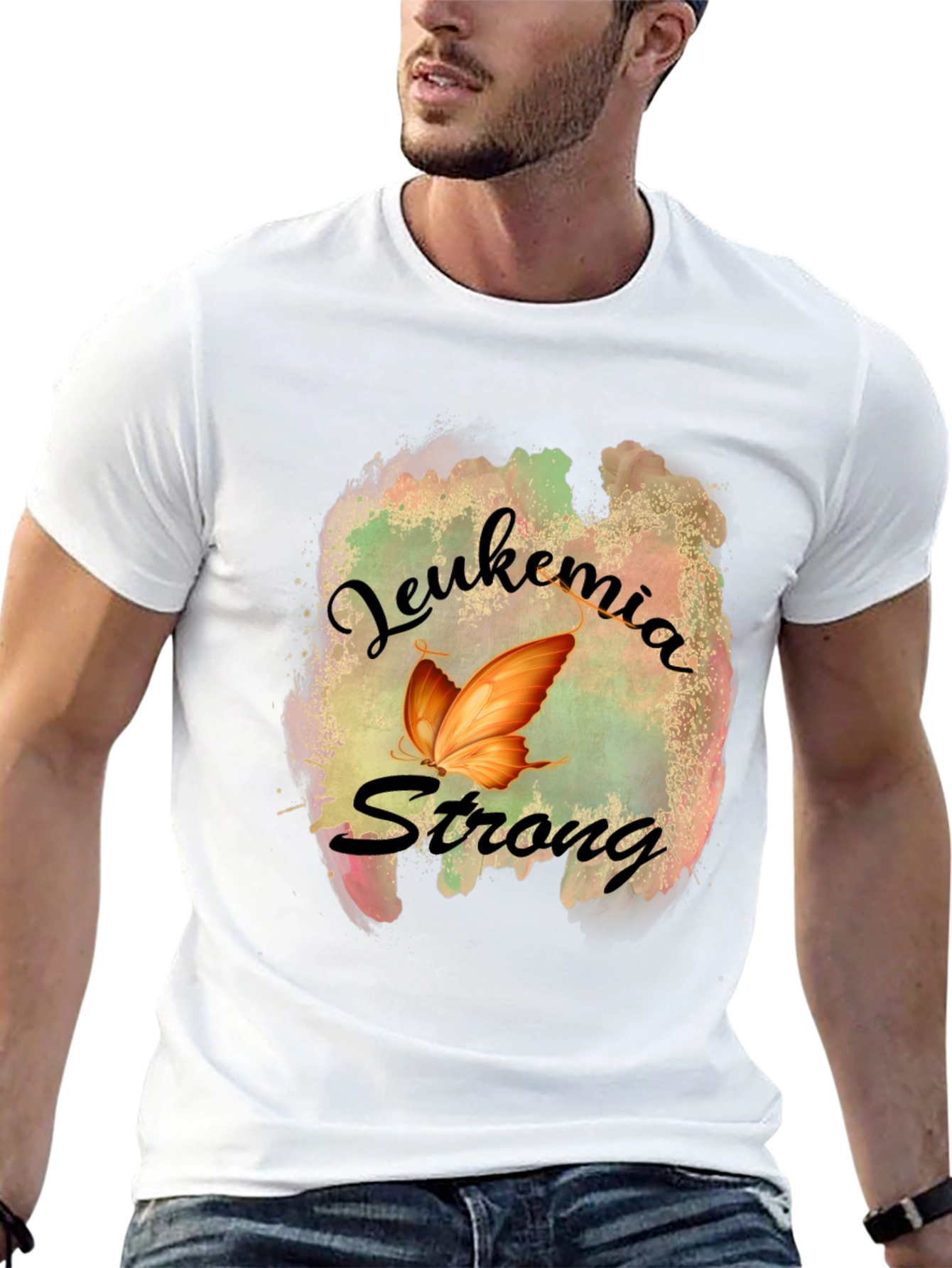 Leukemia Strong T-Shirt Butterfly Design