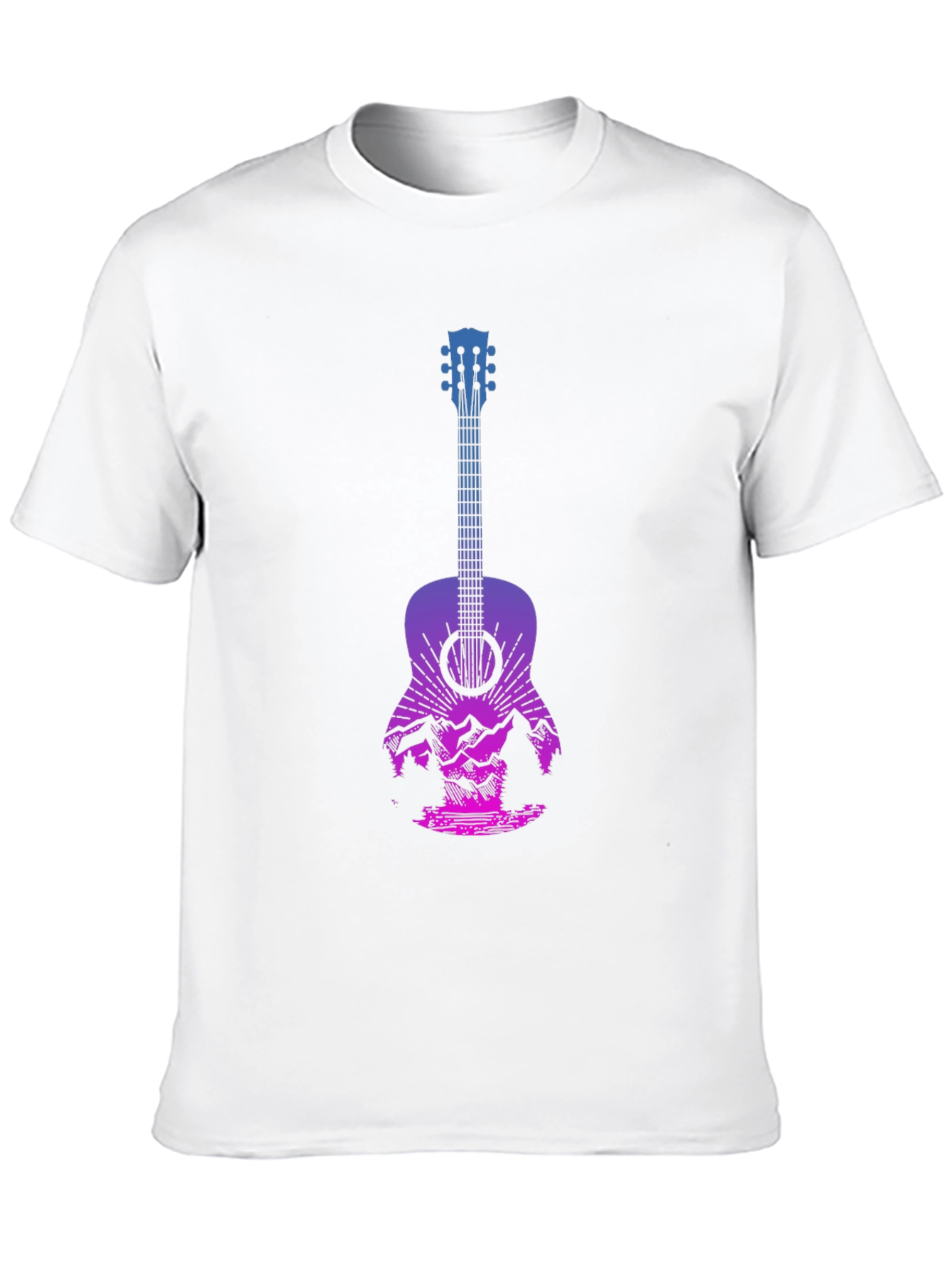 Guitar Landscape Graphic Tee - Mountain Sunset Design