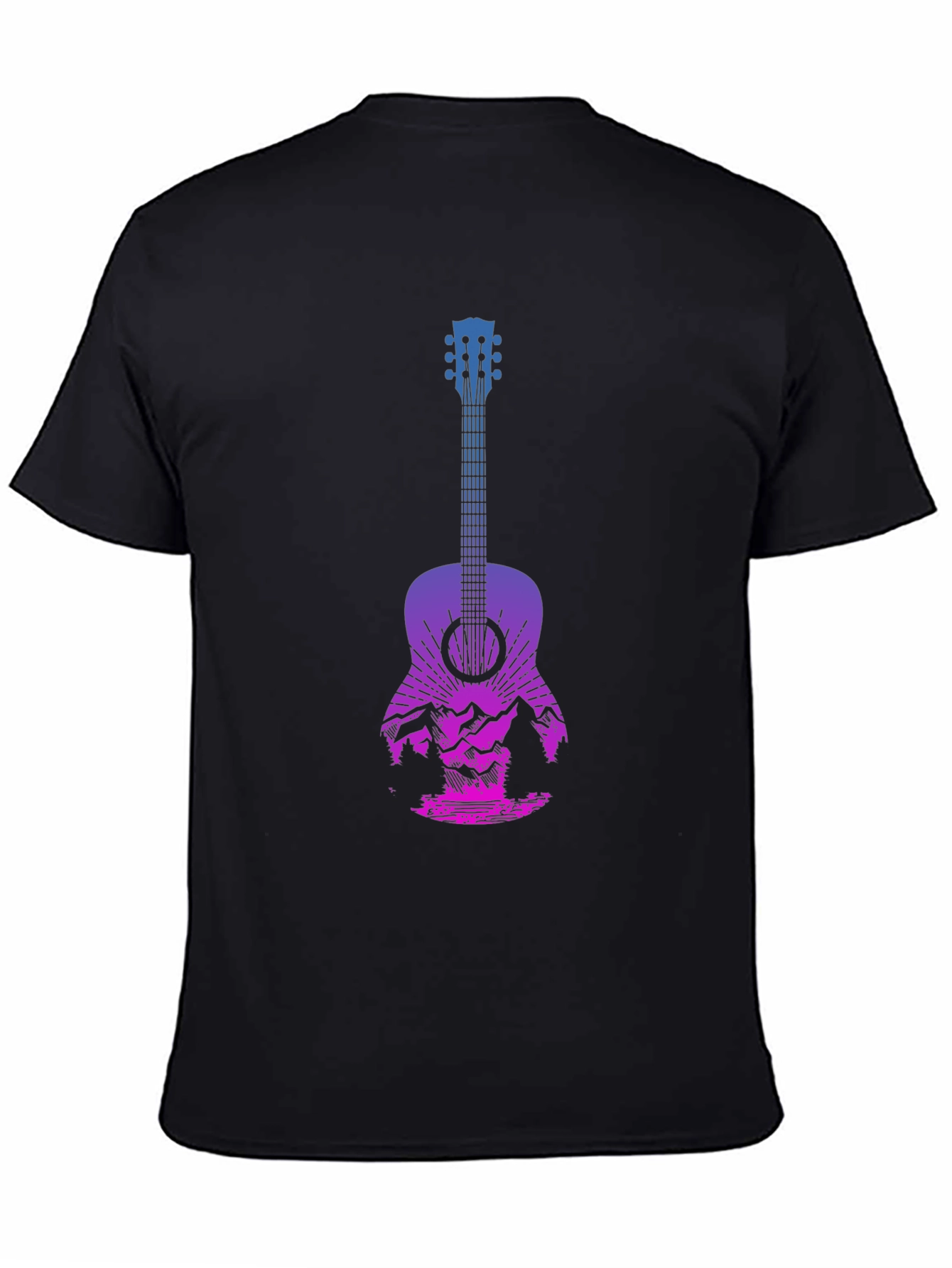 Guitar Landscape Graphic Tee - Mountain Sunset Design