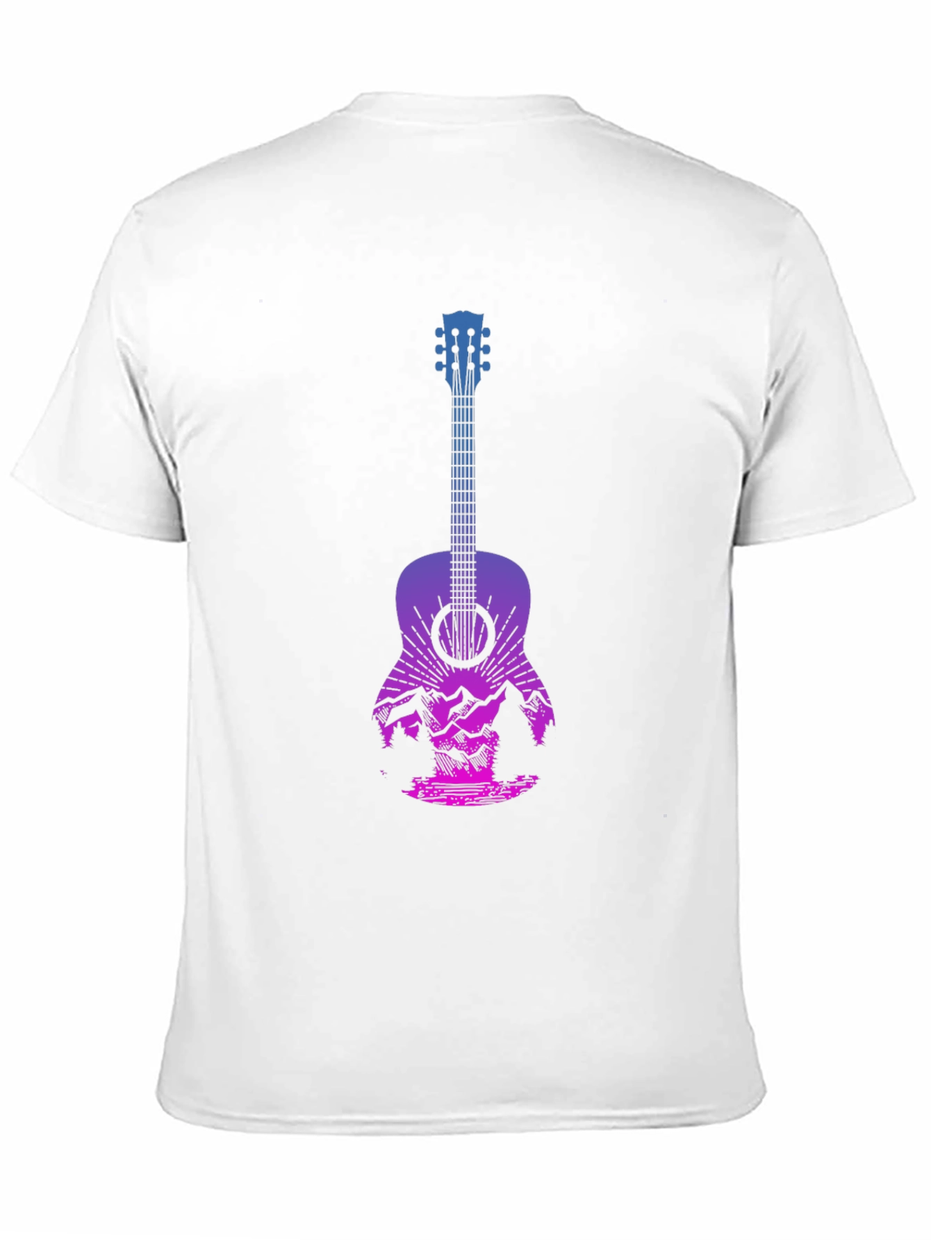 Guitar Landscape Graphic Tee - Mountain Sunset Design