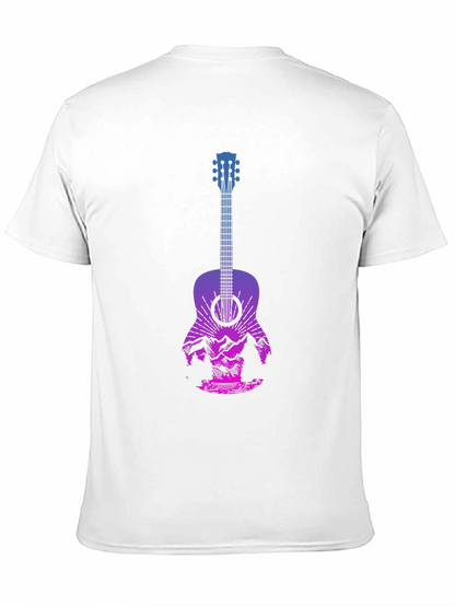 Guitar Landscape Graphic Tee - Mountain Sunset Design