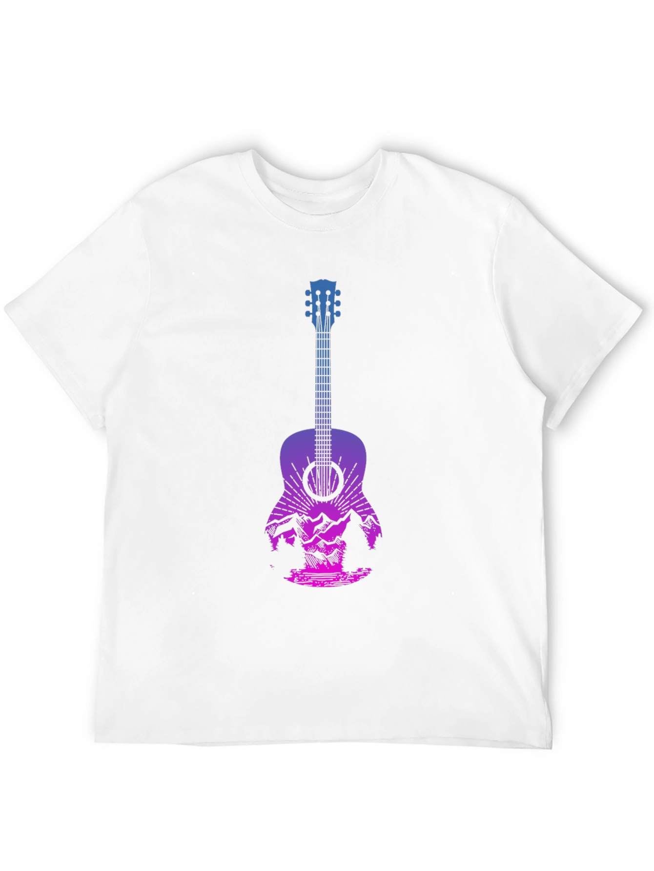 Guitar Landscape Graphic Tee - Mountain Sunset Design