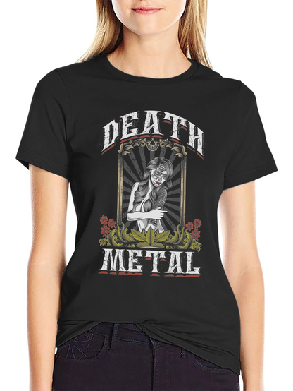 Death Metal Sugar Skull Graphic T-Shirt