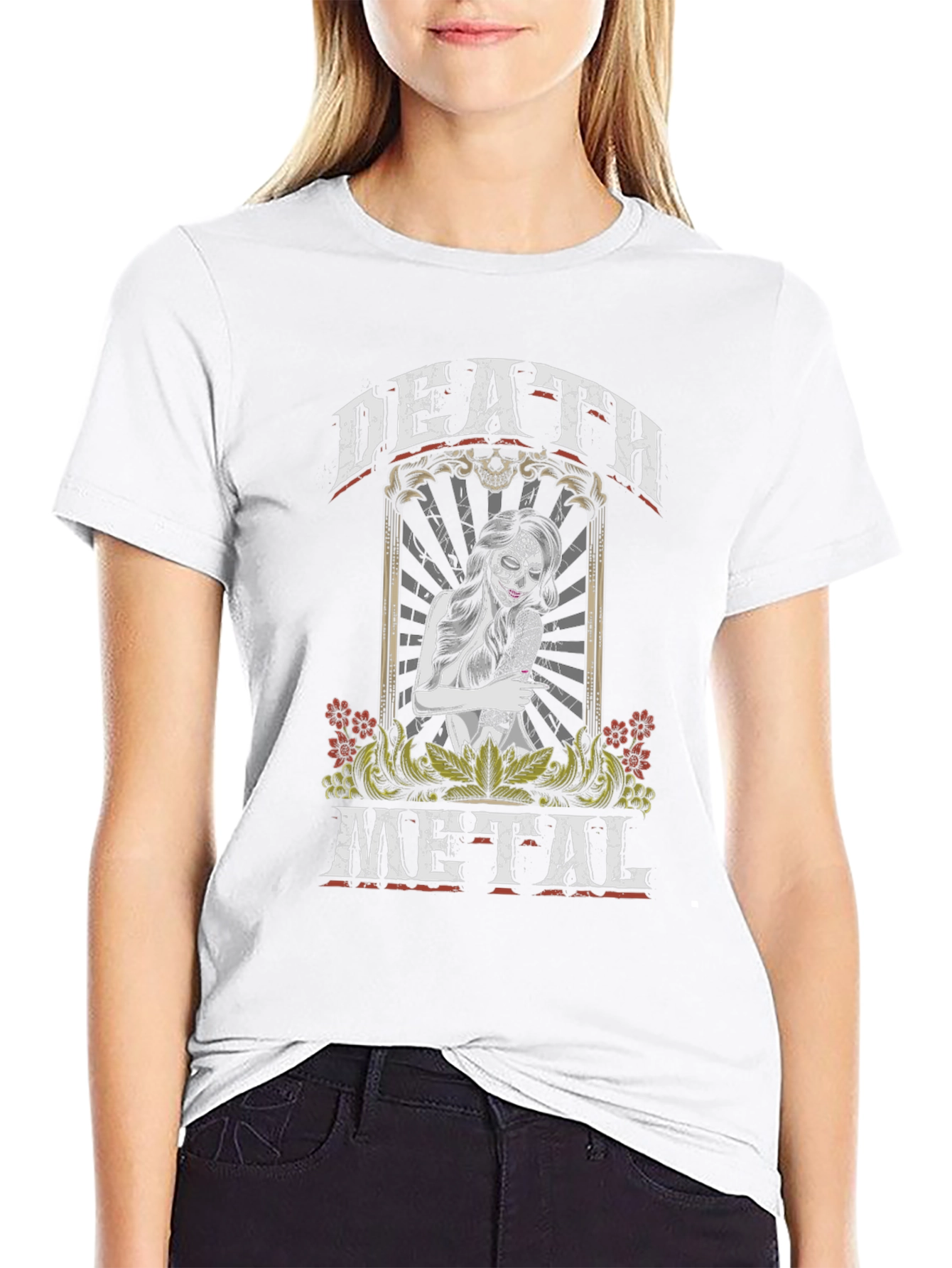 Death Metal Sugar Skull Graphic T-Shirt