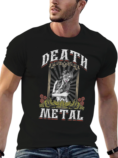 Death Metal Sugar Skull Graphic T-Shirt