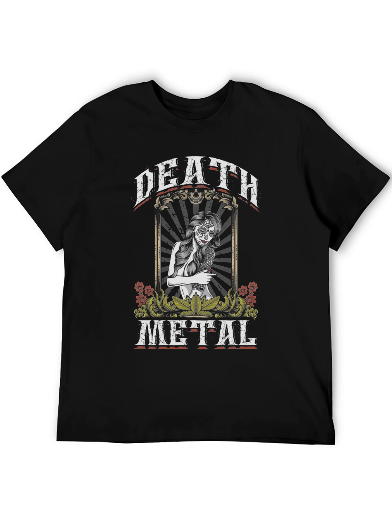 Death Metal Sugar Skull Graphic T-Shirt