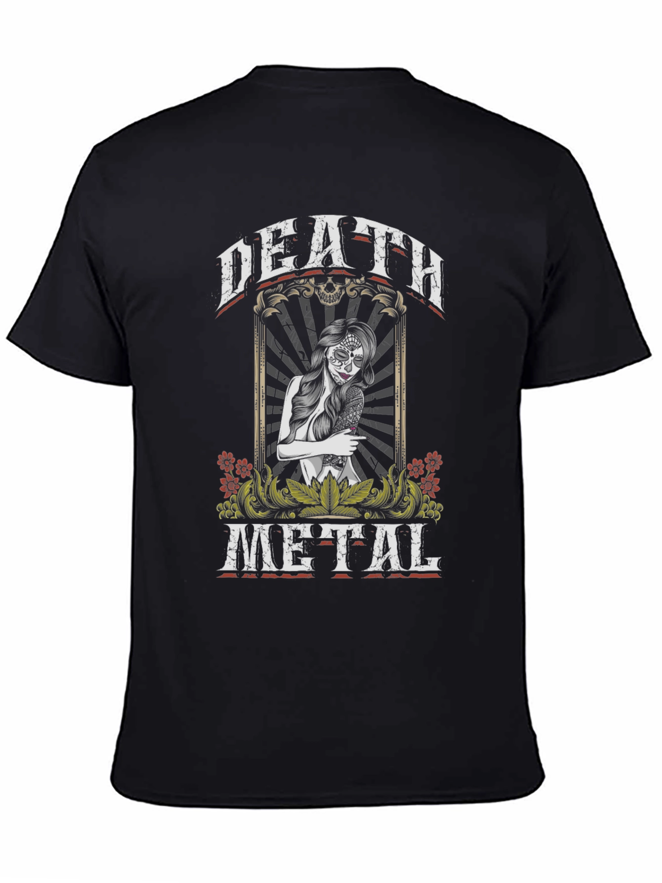 Death Metal Sugar Skull Graphic T-Shirt