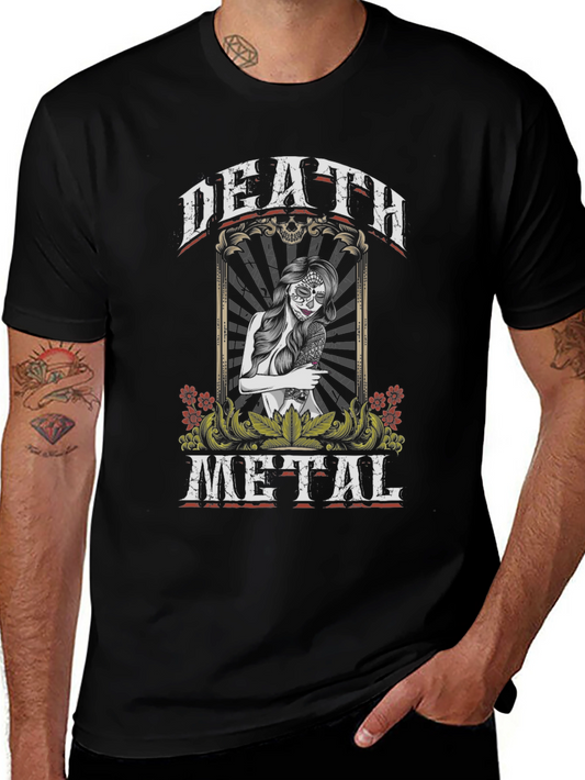 Death Metal Sugar Skull Graphic T-Shirt