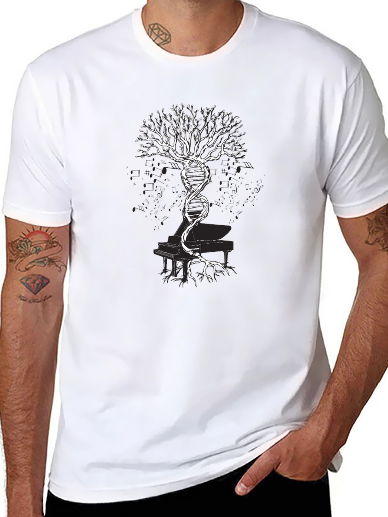DNA Tree Piano T-Shirt - Music & Science Fusion