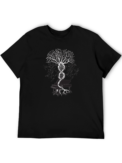 DNA Tree Piano T-Shirt - Music & Science Fusion