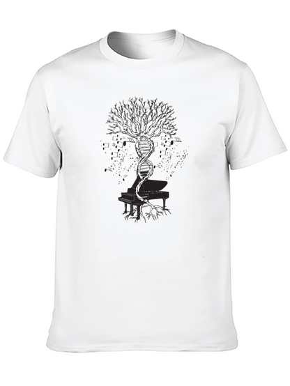 DNA Tree Piano T-Shirt - Music & Science Fusion