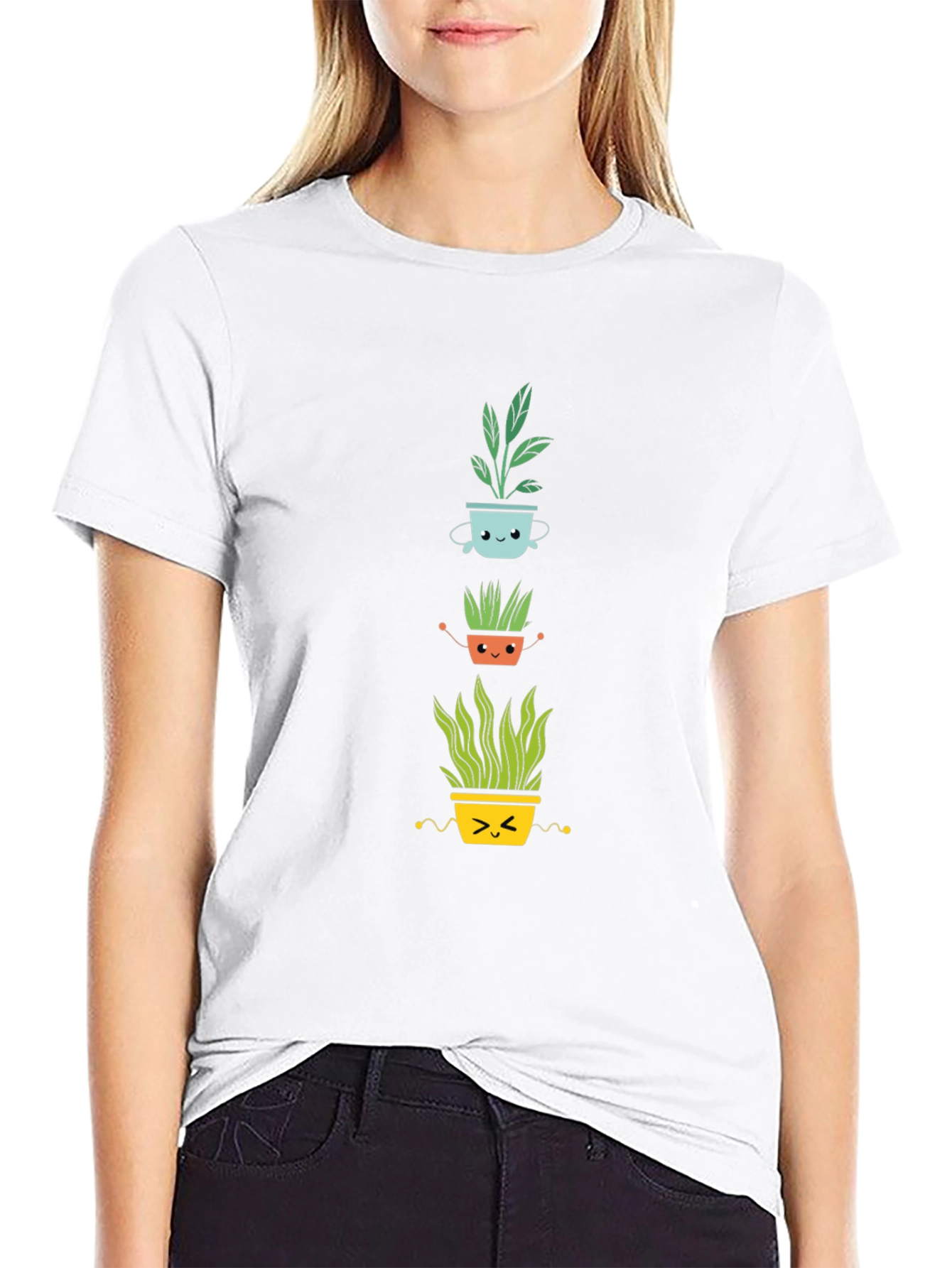 Cute Plant Pot T-Shirt - Black Cotton Tee