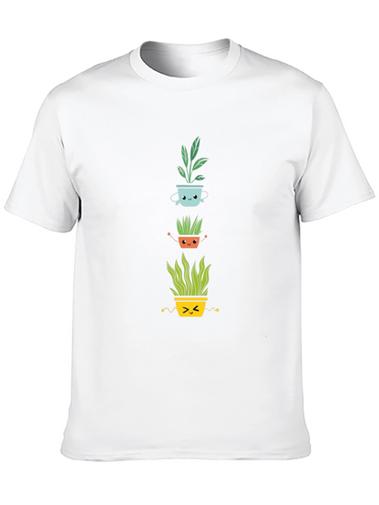 Cute Plant Pot T-Shirt - Black Cotton Tee