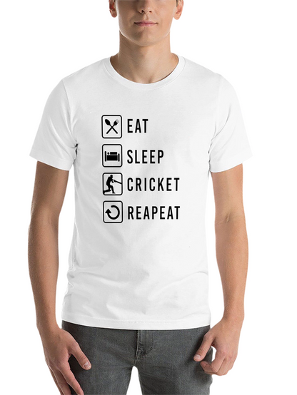 Eat Sleep Cricket Repeat Black Graphic T-Shirt