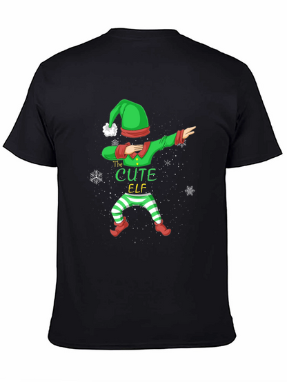 Cute Elf Dabbing Graphic Tee - Holiday Fun